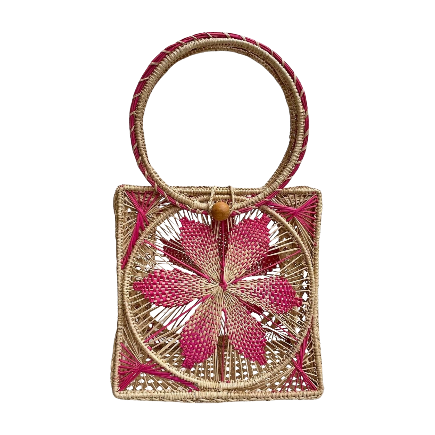 Iraca Palm Wrist Handbag (Dark Pink)