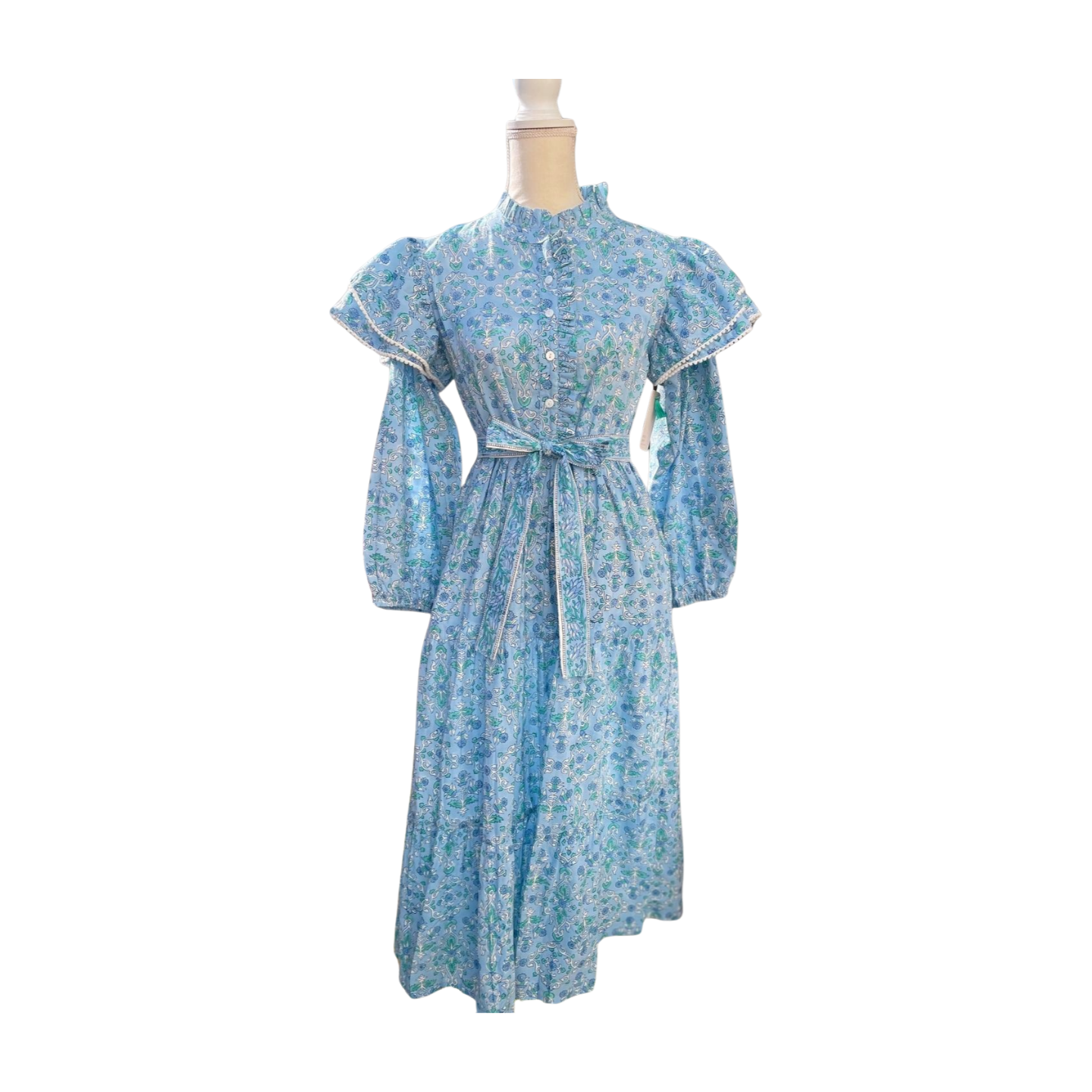 Hannah Pom Pom Dress (Blue) Pastel Poppy Hannah Pom Pom Dress (Blue) Pastel Poppy
