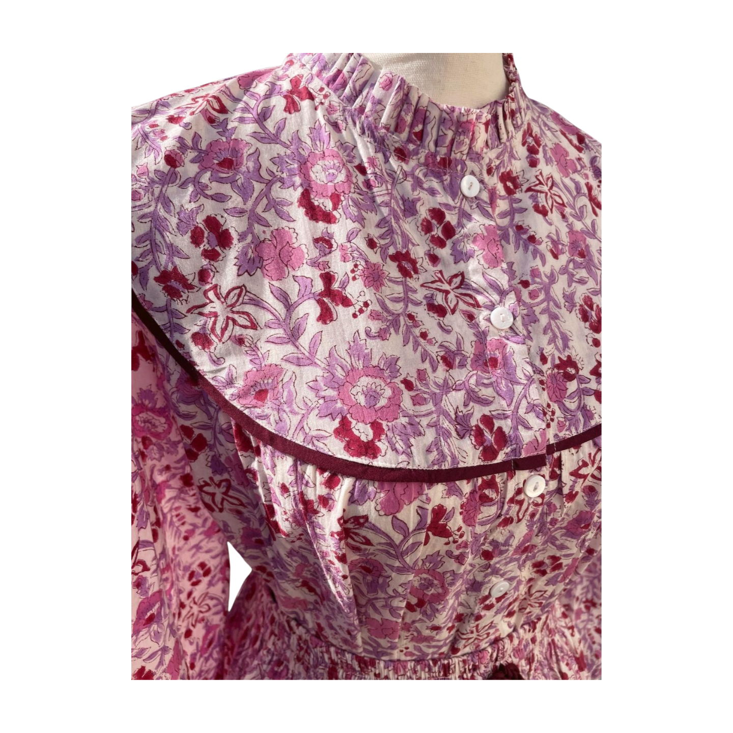 Maggie 2 Piece Skirt/Blouse Set (Purple/White)