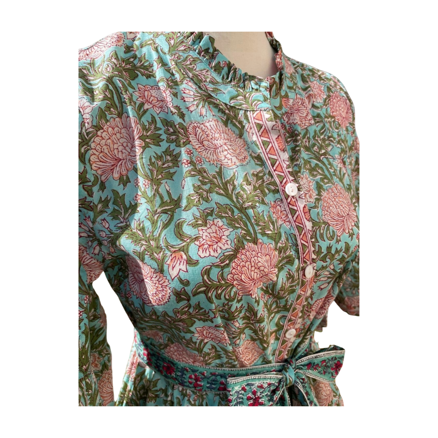 Emeri Bell Sleeve Dress (Pink/Green)