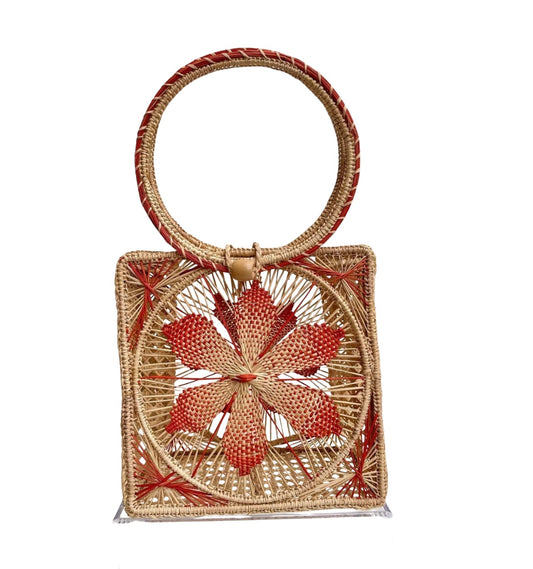 Iraca Palm Wrist Handbag (Orange)