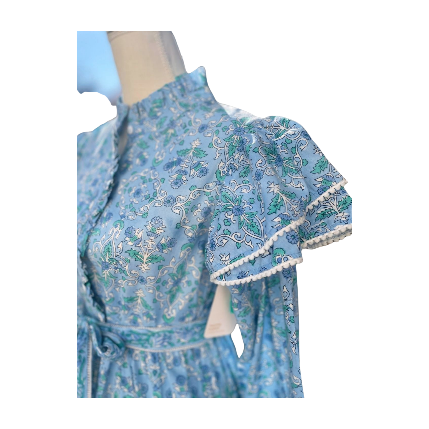 Hannah Pom Pom Dress (Blue)