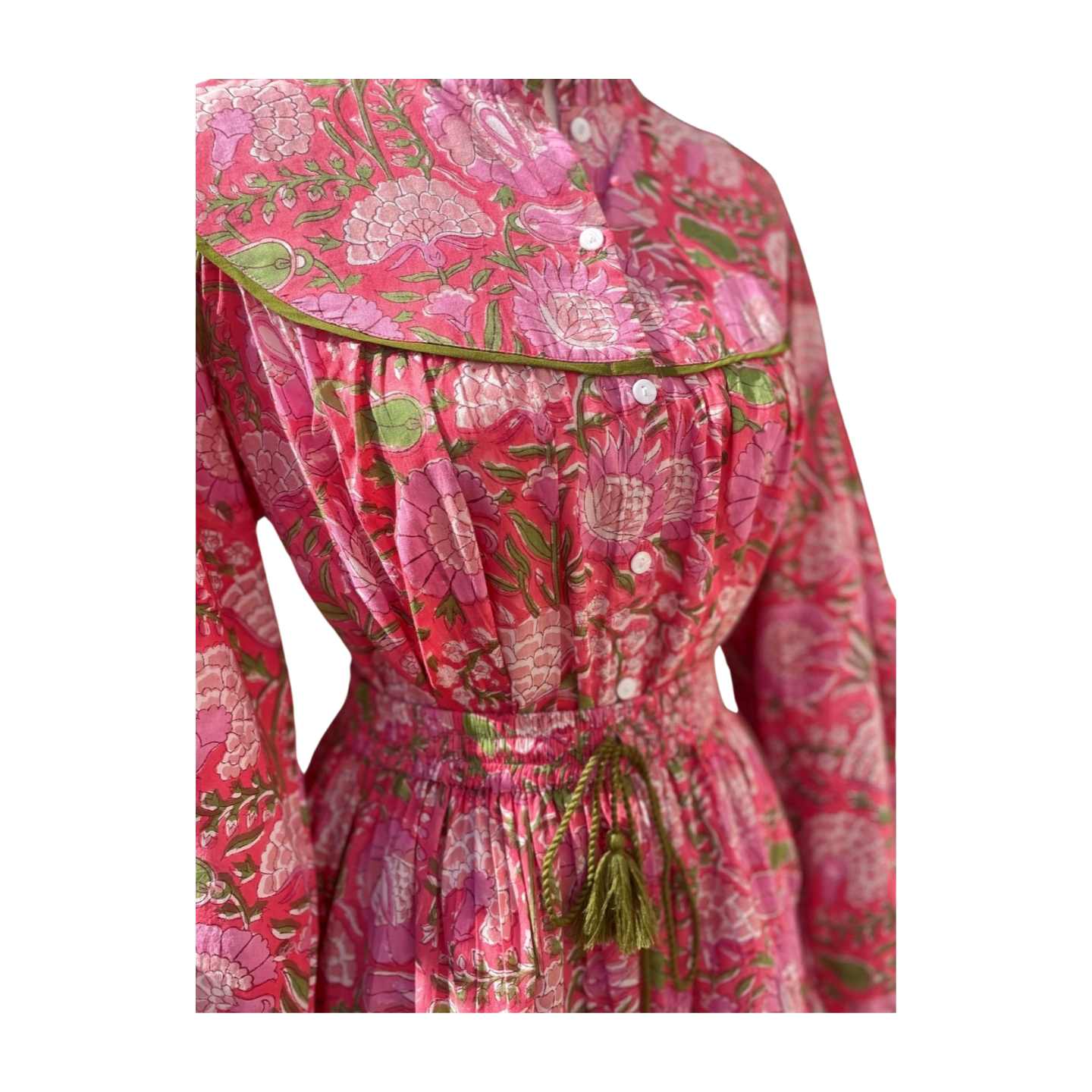 Maggie 2 Piece Skirt/Blouse Set (Pink/Green)