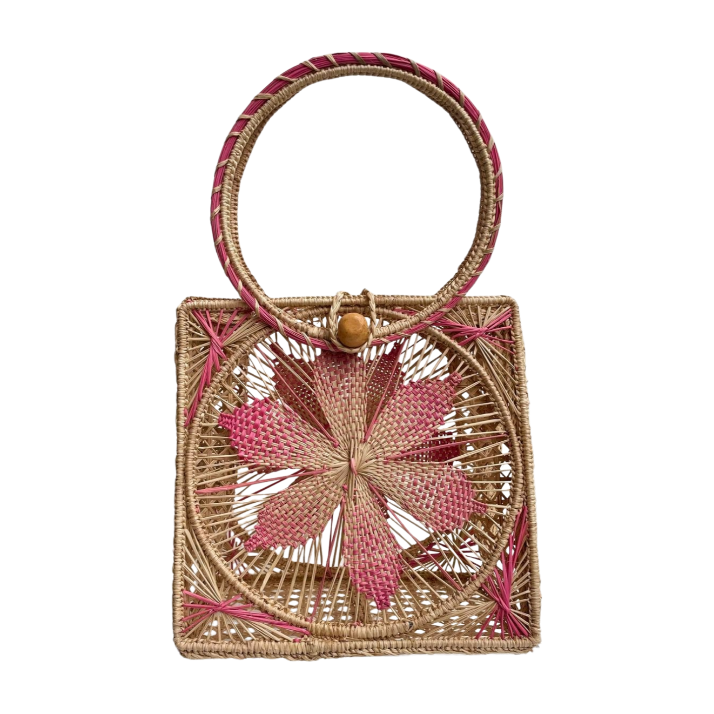 Iraca Palm Wrist Handbag (Light Pink)