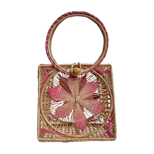 Iraca Palm Wrist Handbag (Light Pink)