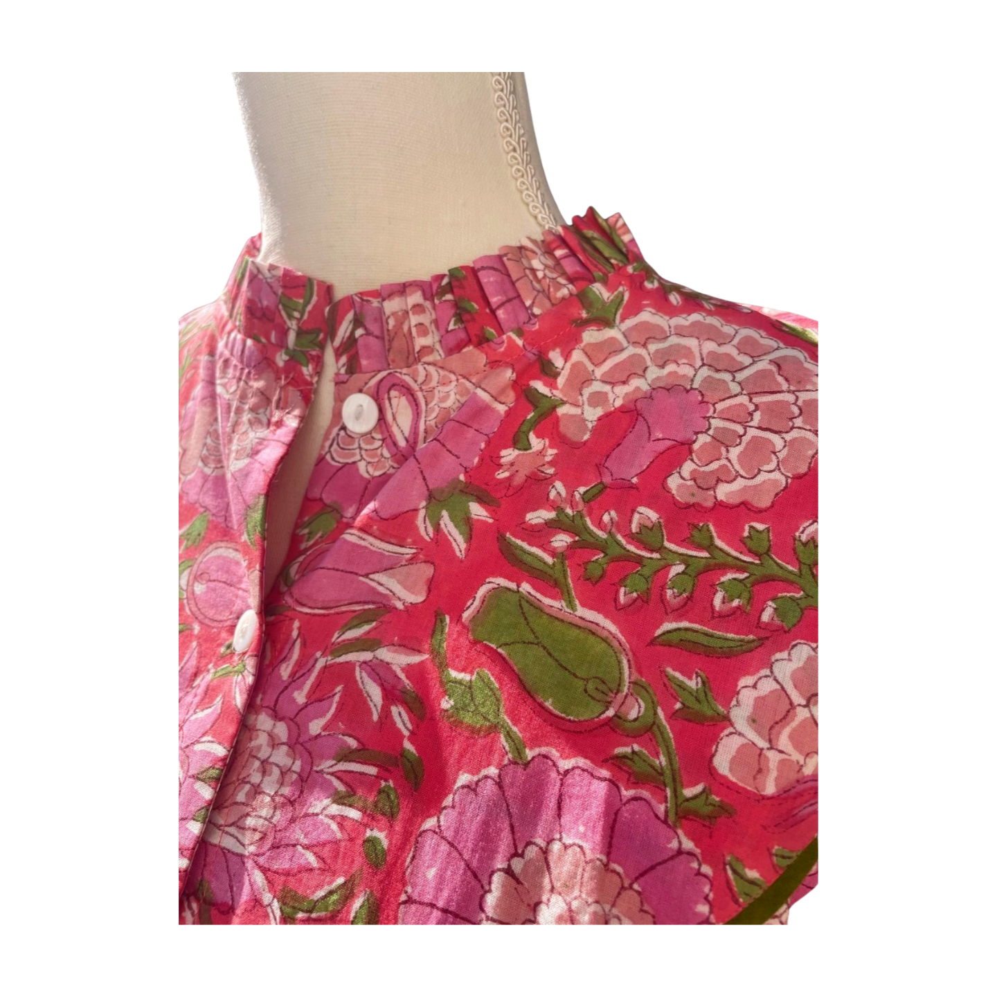 Maggie 2 Piece Skirt/Blouse Set (Pink/Green)