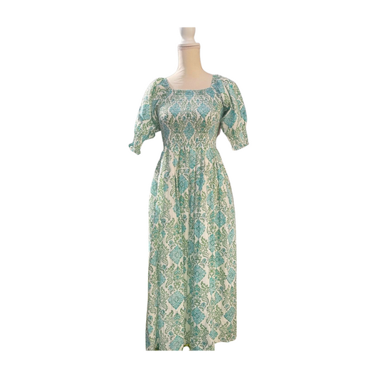 Makenzi Nap Dress (Aqua/White)