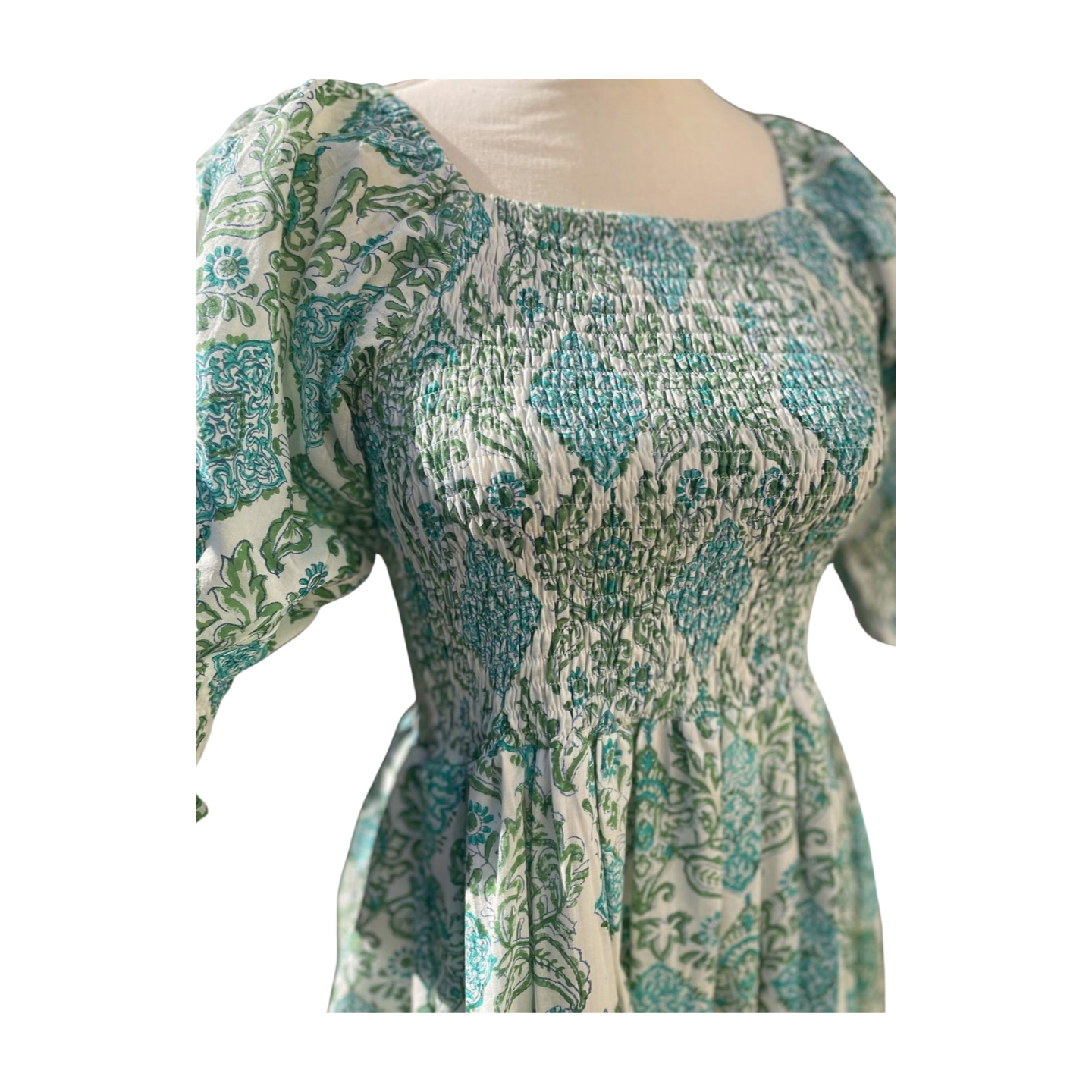 Makenzi Nap Dress (Aqua/White)