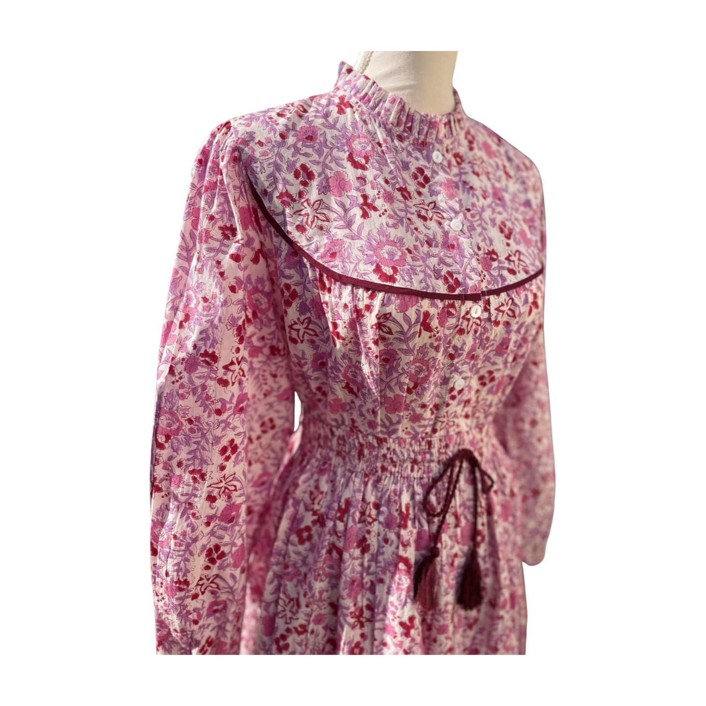 Maggie 2 Piece Skirt/Blouse Set (Purple/White)